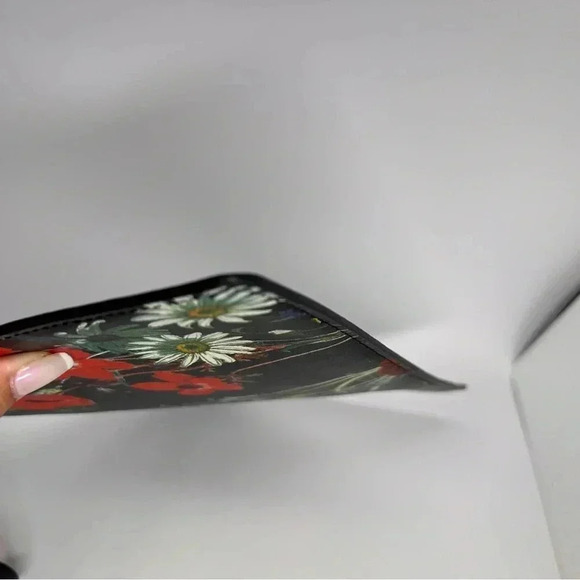 Alice + Olivia Black Floral Leather Wristlet Clutch - Picture 5 of 10